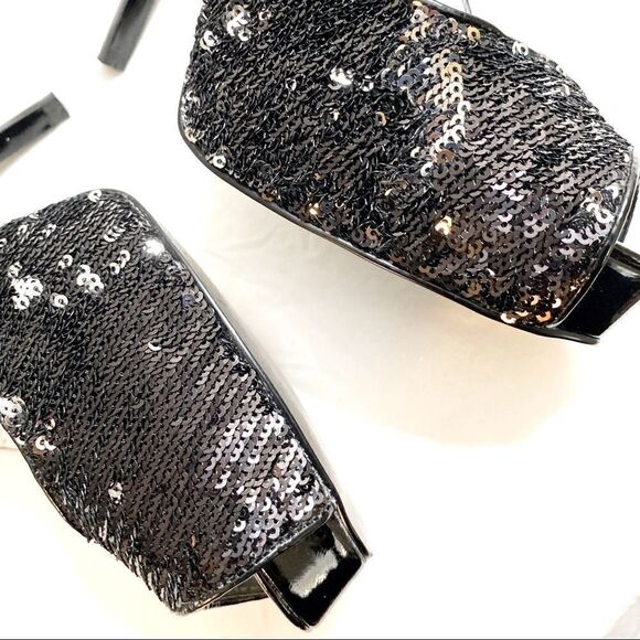 Guess Black HONDOLA Sequined Peep Toe Slingback Platform High Heel Pumps - Picture 2 of 6